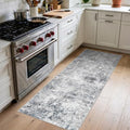 2x5 Washable Kitchen Runner Rug: Modern Abstract Low Pile Rugs BlueGray by Puino