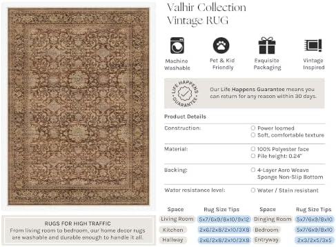 HUGEAR Red Brown Washable 2x6 Runner Rugs - Image 3