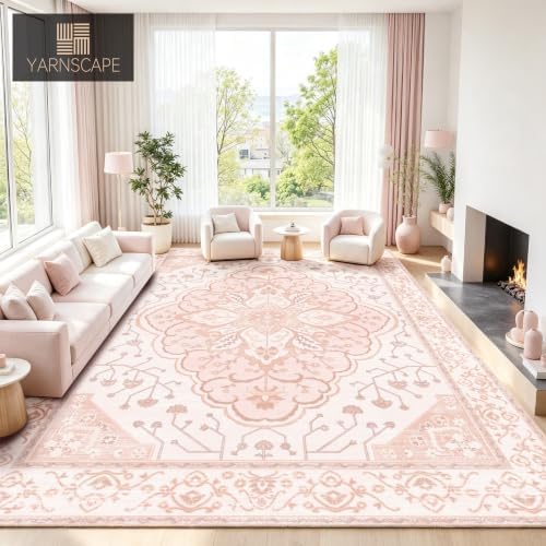 YARNSCAPE 8' x 10' Machine Washable Area Rug, Non-Slip Low-Pile Carpet - Image 4