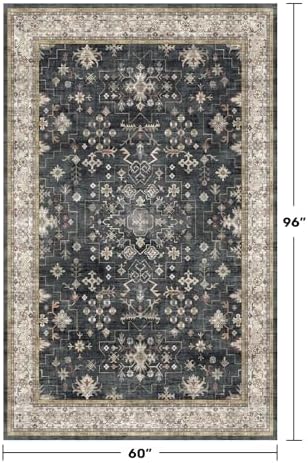 Black Modern Farmhouse 5x8 Area Rug - Image 2