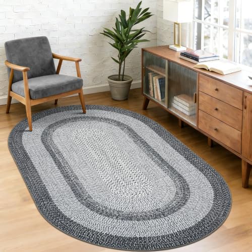 RUGSREAL Modern 3x5 Oval Rug Washable Rug - Image 2