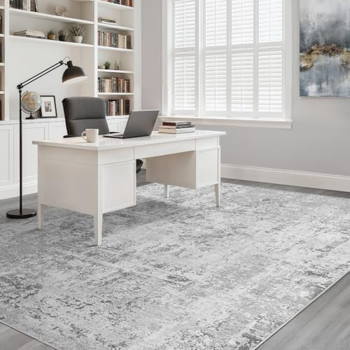 LOONGRUG 7x9 Area Rug Washable Neutral Modern Living Room Rug Light Gray - Image 7