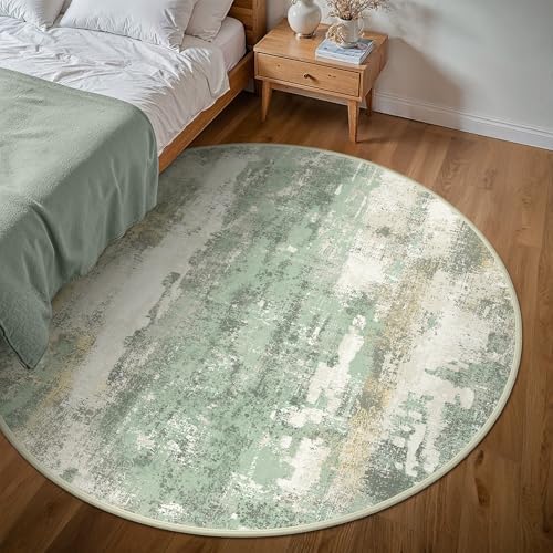 BEIMO 4FT Green Abstract Round Area Rug, Washable Non-Slip - Image 3