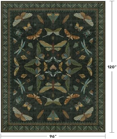 Hazo Haus Dark Green Insect Area Rugs 8x10 - Image 2