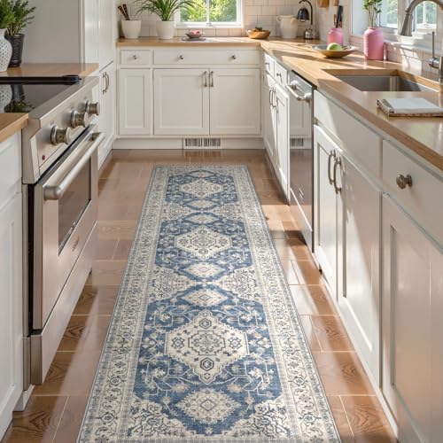 Lahome Oriental Hallway Runner Rug, 2.5x10 Blue Washable Runner Non Slip - Image 3