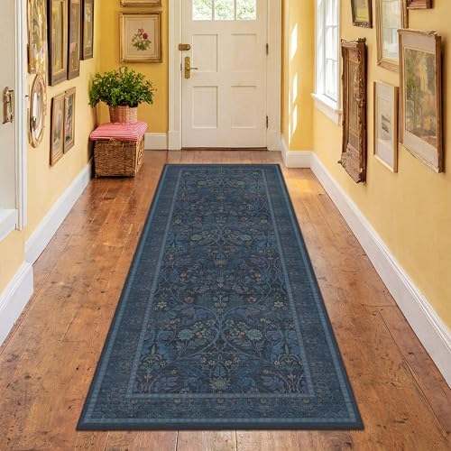 2'6"x8' 8ft Kitchen Runner Rugs Washable, Dark Blue Long Runner Rugs Non Slip - Image 3