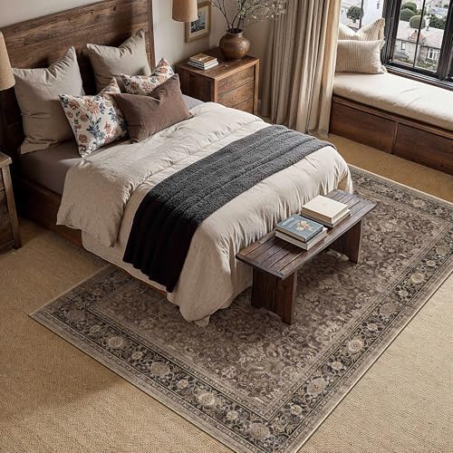 HUGEAR Brown Washable 5x7 Area Rugs - Image 3