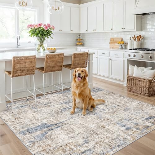 ZHXXUJ Washable 6x6 Square Area Rug – Non Slip Modern Abstract by ZHXXUJ