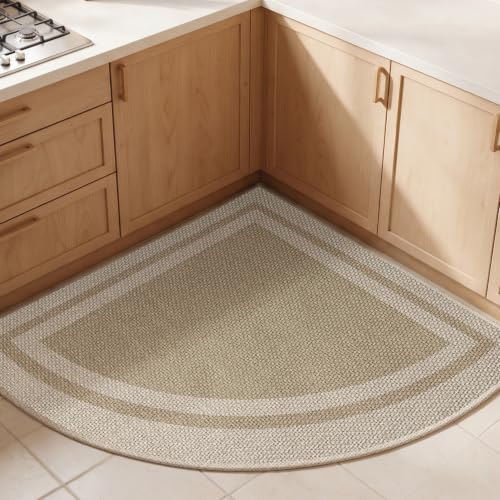 Artoid Mode Beige Absorbent Sector Non-Skid Corner Kitchen Rug, Home Mats Floor by ArtoidMode