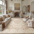 8x10 Beige Washable Area Rug Non Slip Vintage Carpet by WondRg