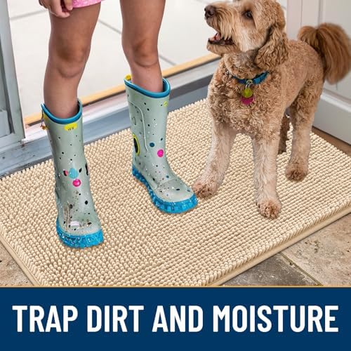 Smiry Dog Door Mat for Muddy Paws 24x16, Absorbs Moisture and Dirt Doormat - Image 3