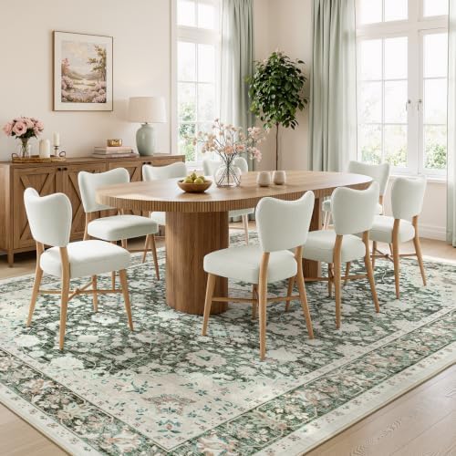 Lessymo 8x10 Area Rugs for Living Room, Large Washable Floral Carpet Brown - Image 3