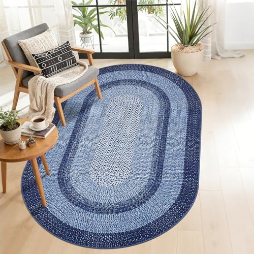 RUGSREAL Modern 3x5 Oval Rug Washable Rug by RUGSREAL