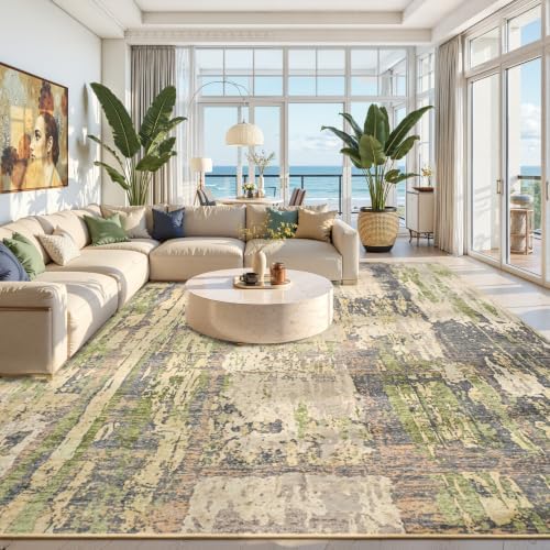 Toneed Abstract Area Rug Modern Washable Rug Soft Non Slip Rug Low Pile - Image 4