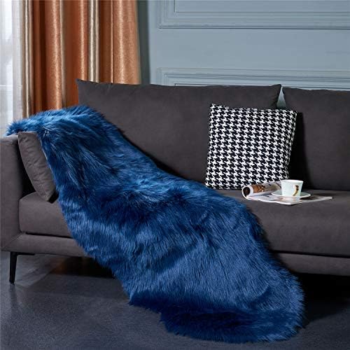 EasyJoy Ultra Soft Fluffy Shaggy Area Rug Faux Fur Rug Chair Cover Seat Pad - Image 2