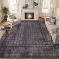 Washable Area Rug 9x12, Large Boho Living Room Rug, Dark Grey by TerradWafs