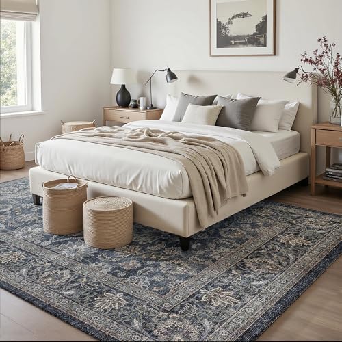 9x12 Grey Blue Washable Area Rug - Image 2