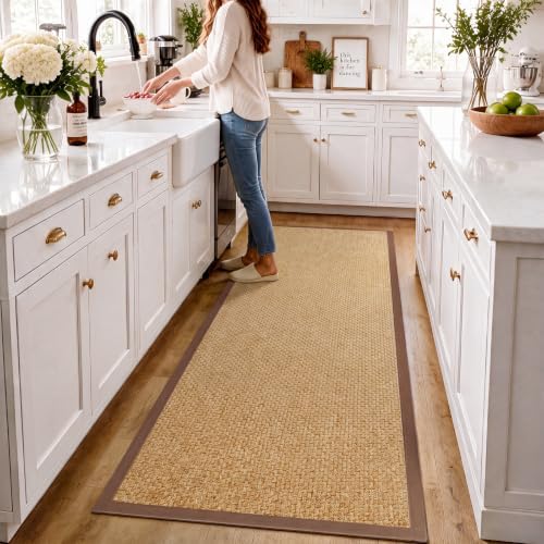 YDKGL Kitchen Runner Rug Non Slip Hallway Runner Entryway Mat Brown 2x6 ft by YDKGL