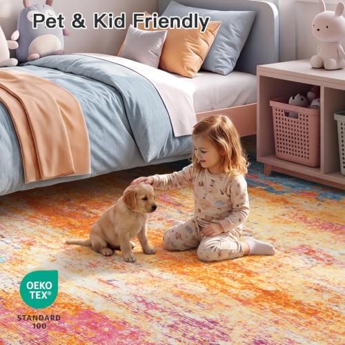 8x10 Area Rug for Living Room, Abstract Washable Larg Rugs - Image 5