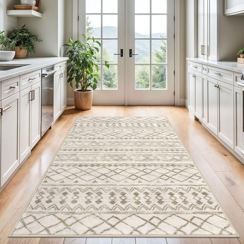 KUTA Boho 4x6 Rug for Entryway Moroccan Washable Area Rug Beige - Image 4