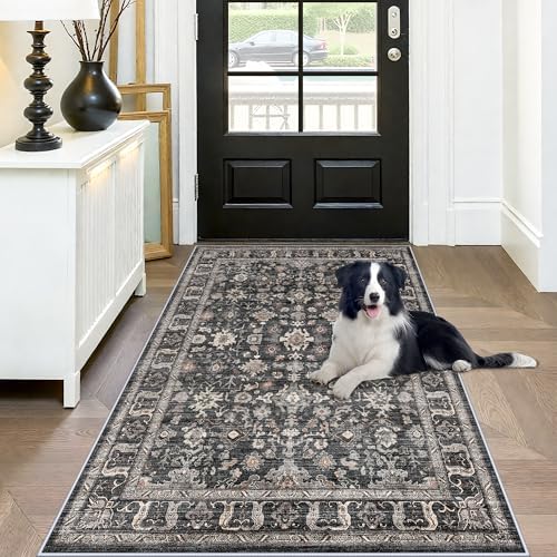 Black 3x5 Entryway Rug: Washable Ultra Soft Non Slip Low Pile Carpet Runner by TOPRUUG