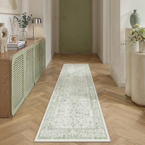 PureCozy Sage Green Runner Rug 2x4 Vintage Floral - Image 2