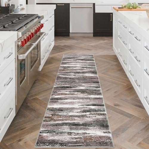 Lansny Abstract Washable 2x6 Runner Rug Non Slip Runners - Image 3