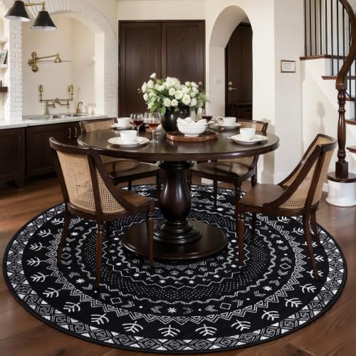 SERISSA 6ft Washable Non-Slip Boho Round Area Rug - Image 2
