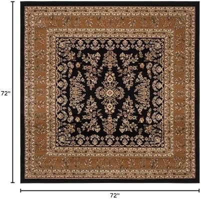 SAFAVIEH Lyndhurst Square Rug 6', Traditional Black & Tan LNH331D - Image 2