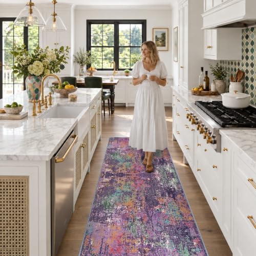 RELEANY Washable Runner 2'x8' Abstract Area Rug - Image 3