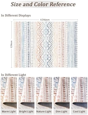 Miukiki 3x5 Washable Area Rug Moroccan Soft Non Slip Entryway Rug Multi - Image 2