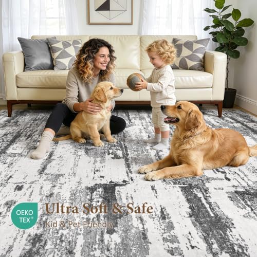7x10 Area Rugs Abstract Washable Living Room Rug - Image 2