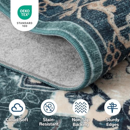 Lessymo 9 x 12 Area Rugs for Living Room, Machine Washable Boho Rug Green - Image 5