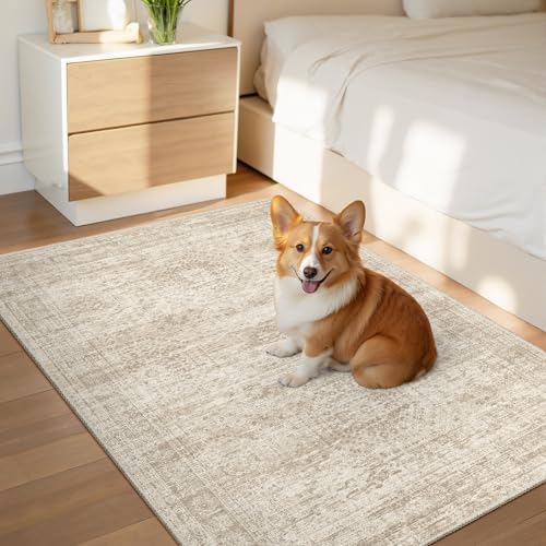 Soalmost 2x3 Washable Rugs for Kitchen, Small Area Rug Beige - Image 6