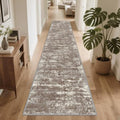 Hallway Runner Rug 2x10 Textured Non Slip Carpet Runner, Abstract Brown by TTelephant