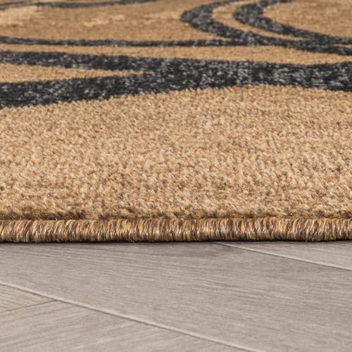 Rugshop Wavy Circles Modern Non-Shedding Area Rug Jute 3'3" x 5' - Image 4