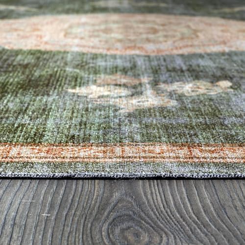 Non Slip Area Rugs 5x7 Boho Medallion Floral Non Skid Rubber Backing Easy Silk - Image 7