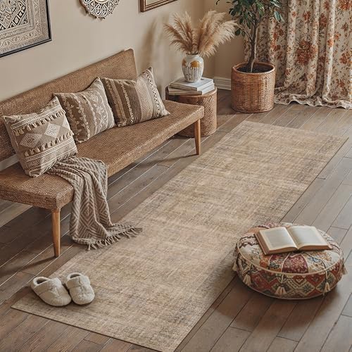 HUGEAR Brown 2x8 Neutral Runner Rugs - Image 2
