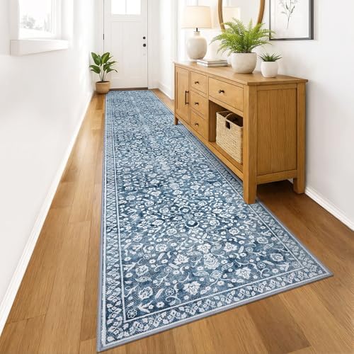 Vintage Washable Runners for Hallway 3x16 Runner Rug Non Slip by SILOLOOM