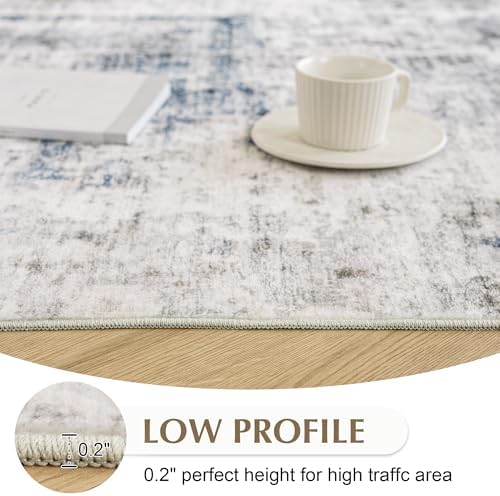 FMFUNCTEX 4x6 Washable Brown Neutral Abstract Modern Area Rug - Image 5