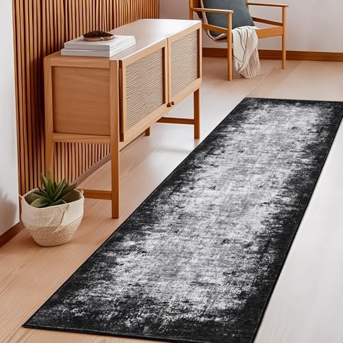 GarveeHome Machine Washable Runner Abstract Hallway Rugs 2x6 Grey by GarveeHome