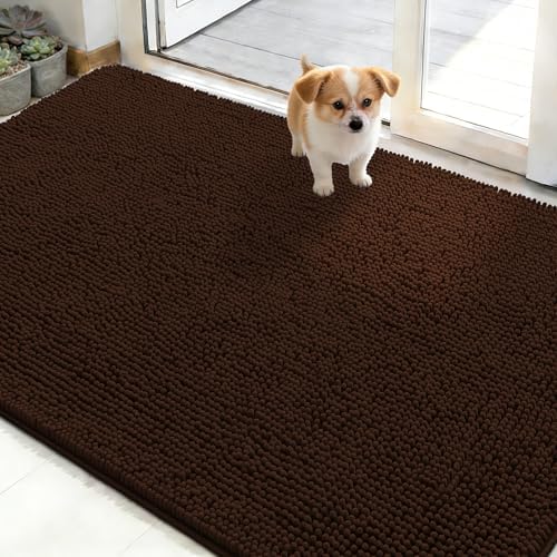 OLANLY Dog Door Mat for Muddy Paws 48x30, Super Absorbent Chenille Mud Mat by OLANLY