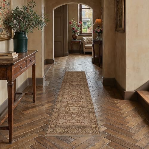 HUGEAR Red Brown Washable 2x6 Runner Rugs by HUGEAR