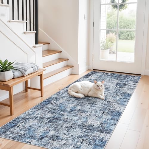 3x7 Washable Non-Slip Kitchen Runner Rug – Modern Abstract Neutral Carpet by ZHXXUJ