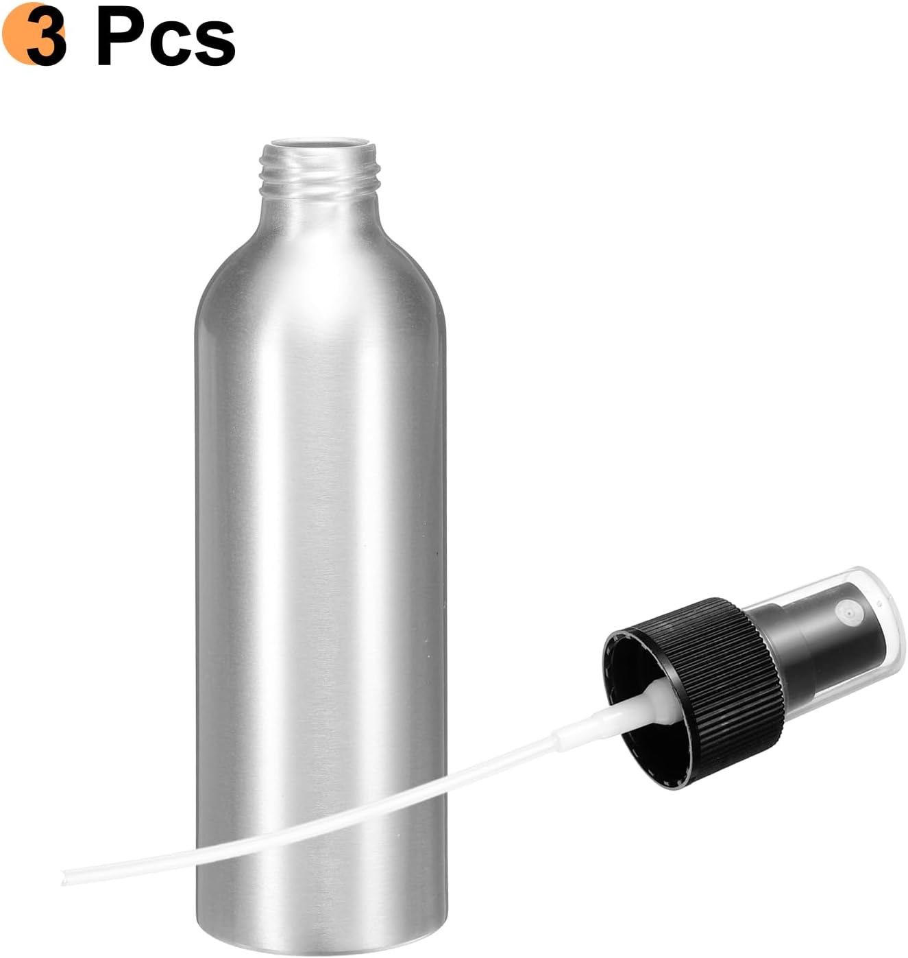 HARFINGTON 3pcs Aluminum Fine Mist Spray Bottles 200ml/6.7oz Metal Small Liquid Alcohol Refillable Travel Container with Black Plastic Nozzle Cap for Perfume Skincare Cosmetic Storage Bottle