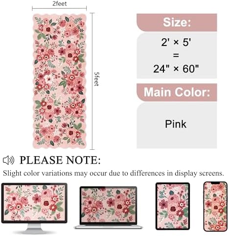 DUKINO 2x5 Washable Runner Rug, Floral Non Slip Rug - Image 2