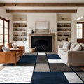 Rugshop Geometric Boxes Modern Large Fade-Resistant Area Rug Navy 10' x 14' by Rugshop
