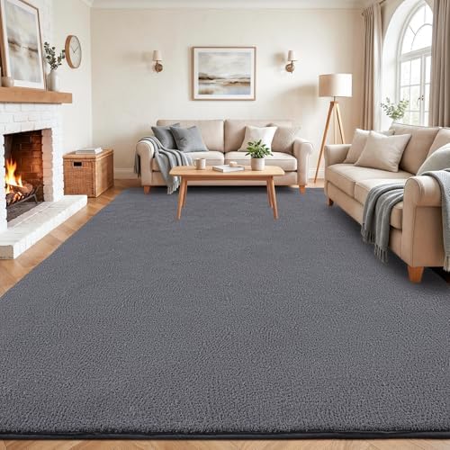 6x9Ft Area Rugs for Bedroom Upgrade Non-Slip Rug Low Pile Carpet Darkgray - Image 2