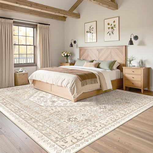 Washable Rugs 8x10 Area Rugs for Living Room, Cream/Beige - Image 4