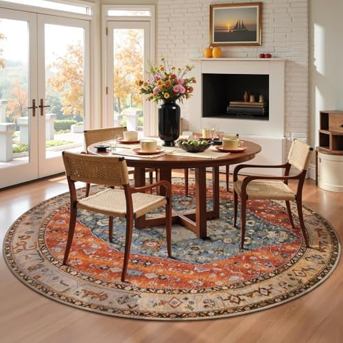 SERISSA 6ft Washable Non Slip Round Boho Area Rug - Image 2